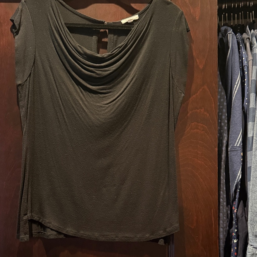 Pleione Elegant Black Draped Top